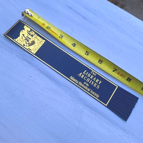 Genuine Leather Bookmark Gold Embossed Library Archive Fringed Blue - Picture 6 of 16